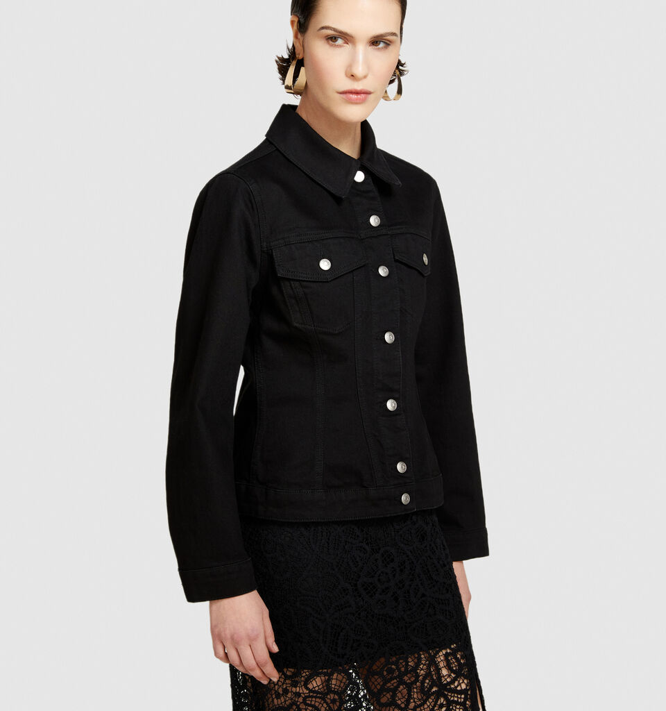 Slim fit denim jacket - women's jackets - Black | Sisley image number 4